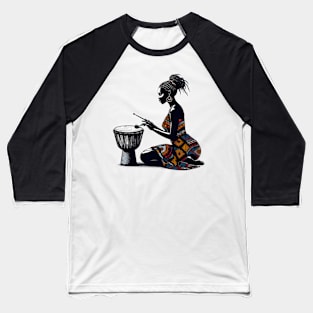 Afrocentric Woman Drum Baseball T-Shirt